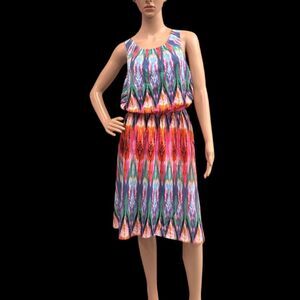ATHLETA Ikat Martinique Midi Sleeveless Summer Dress Multicolor Sz S NWOT